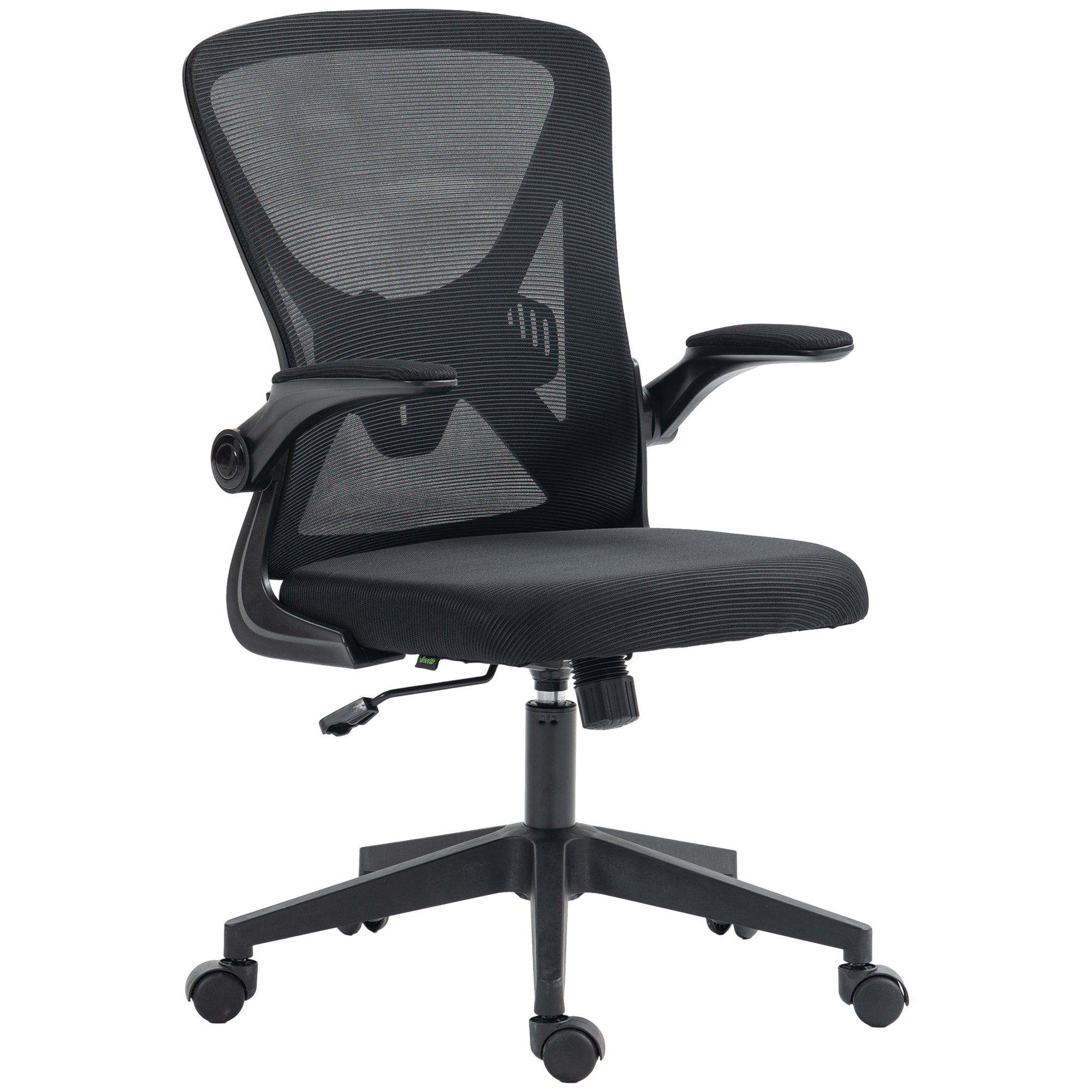 Mesh Office Chair, Swivel Desk Chair with Lumbar Back Support, Adjustable Height, Flip-Up Arm, Black Office Chairs at Gallery Canada