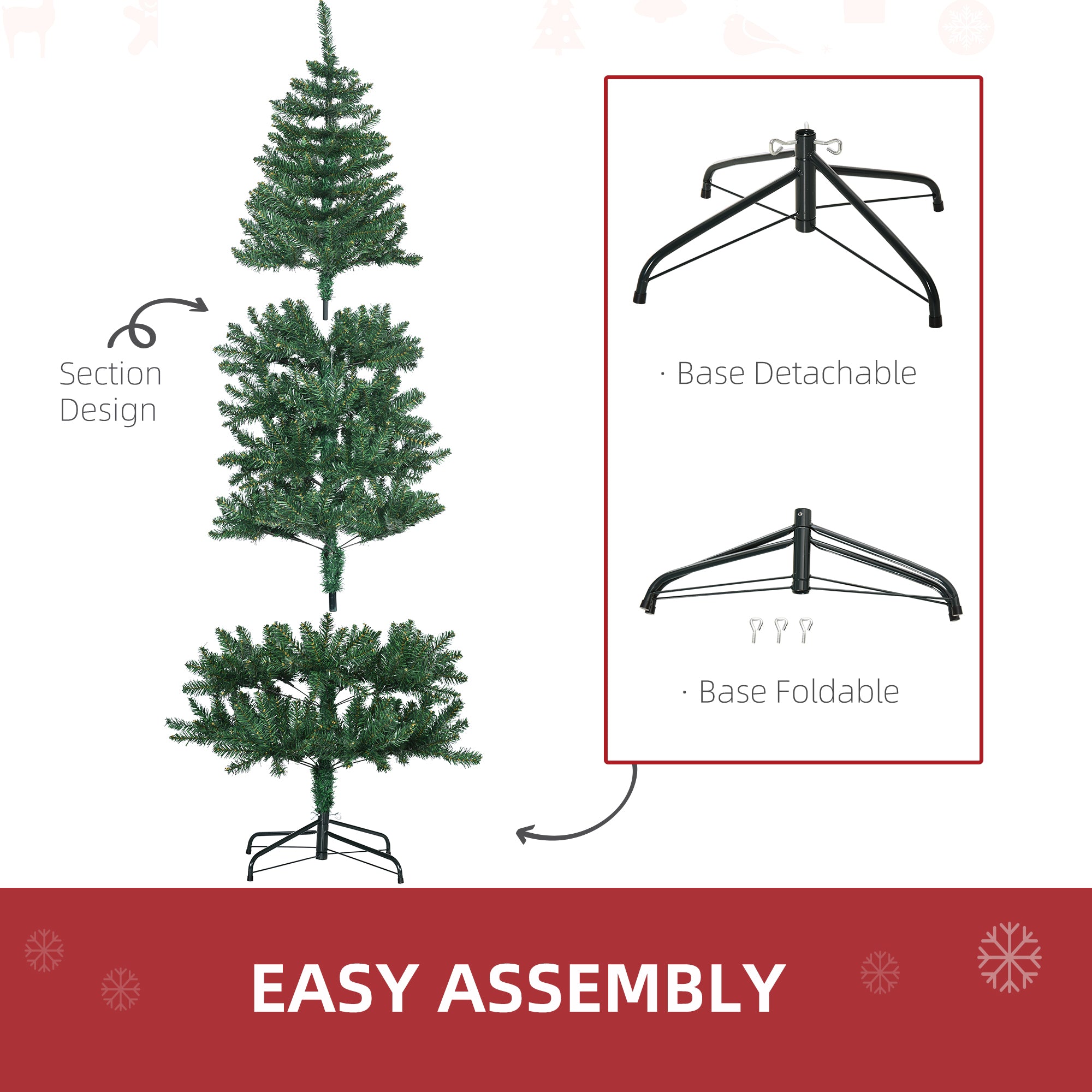 6ft Artificial Christmas Tree w/ Metal Stand Spruce Branch Tips Green Artificial Christmas Trees   at Gallery Canada