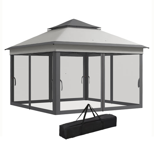 10.7 x 10.7ft Pop Up Gazebo, Adjustable Instant Sun Shelter with UV30+ Roof Cover, Removable Mesh Curtains, Light Grey