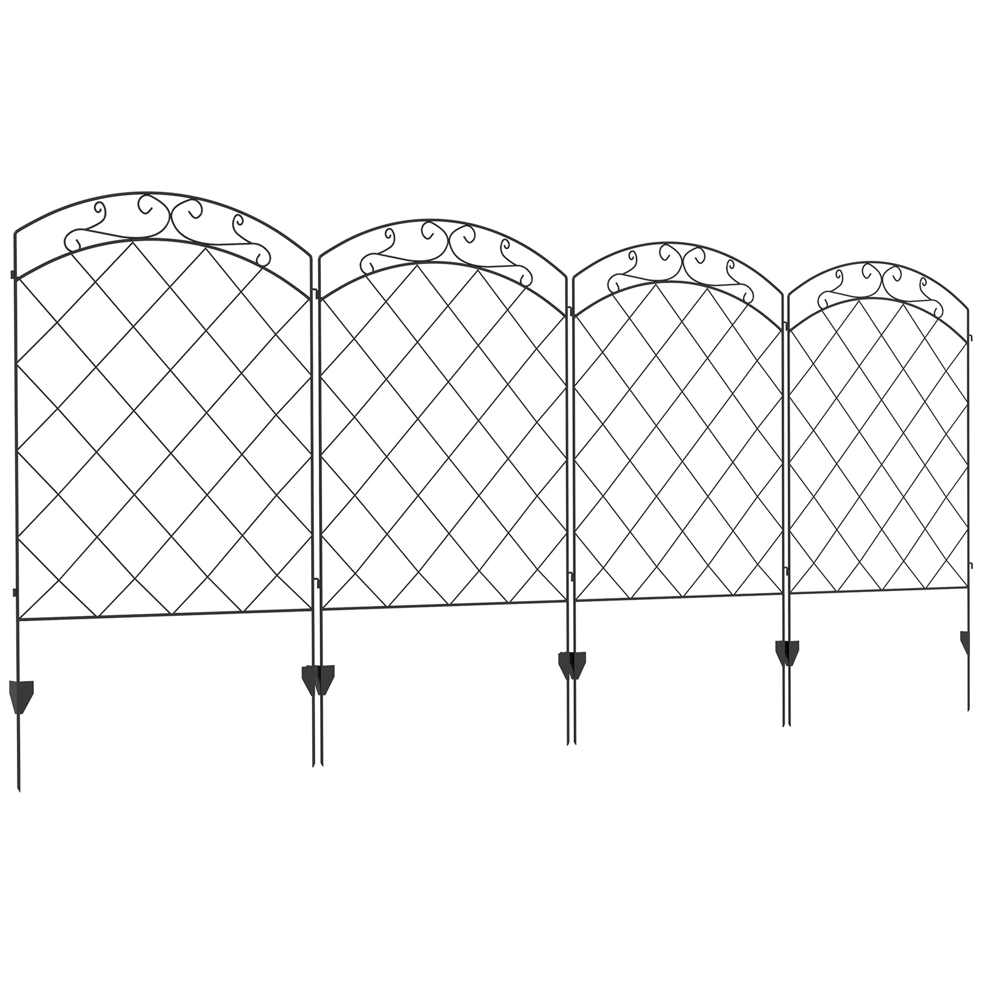 4 Pack Garden Fencing for Yard, Decorative Fence Panels as Animal Barrier and Flower Edging, Circle, Black Garden Fences at Gallery Canada