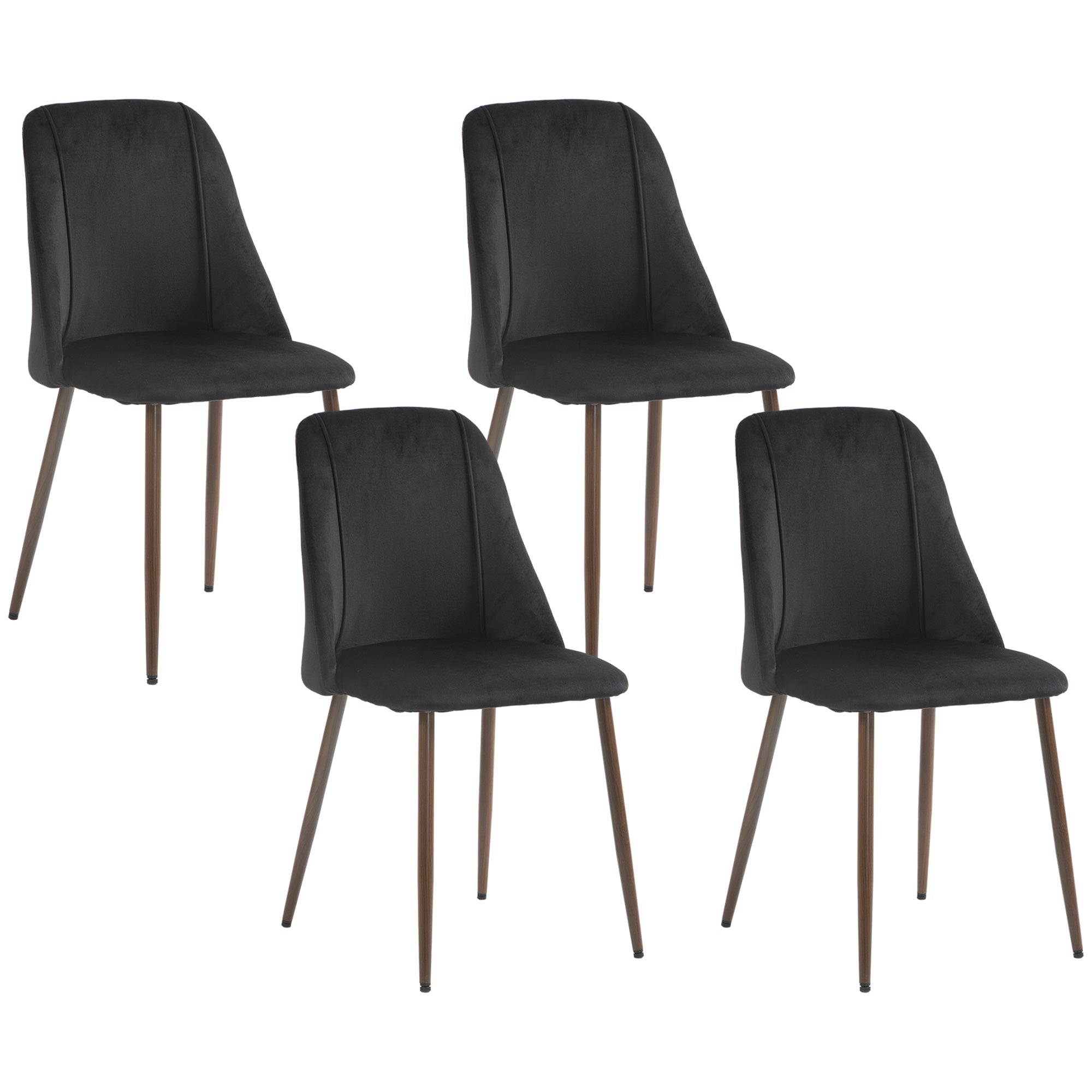 Upholstered Dining Chairs Set of 4, Velvet Accent Chair with Back and Wood-grain Steel Leg for Kitchen Bar Stools   at Gallery Canada