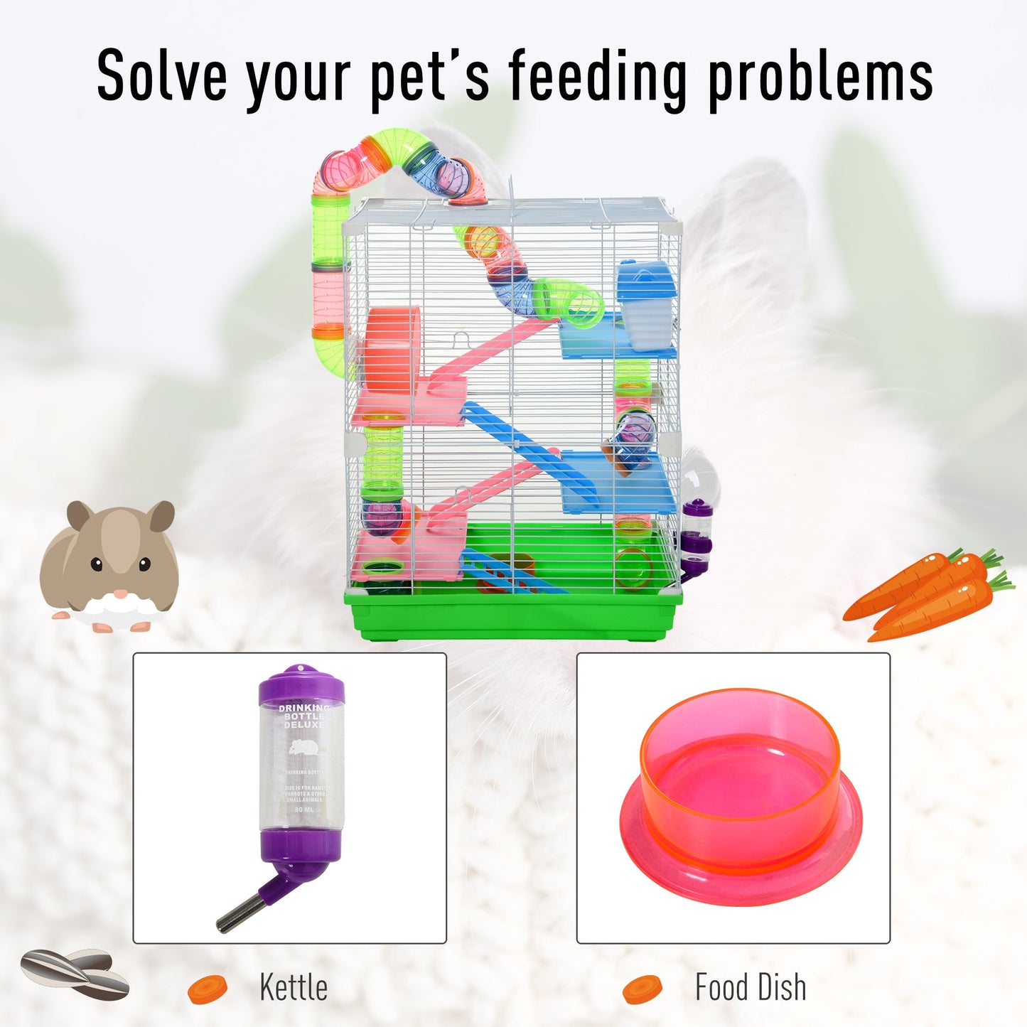 5 Tiers Hamster Cage Portable Animal Travel Carrier Habitat with Exercise Wheels Play Tube Water Bottle Dishes House Ladder for Mice Gerbils Green Hamster Cages   at Gallery Canada