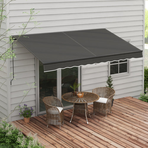 12' x 10' Retractable Awning, 280gsm UV Resistant Sunshade Shelter, for Deck, Balcony, Yard, Black