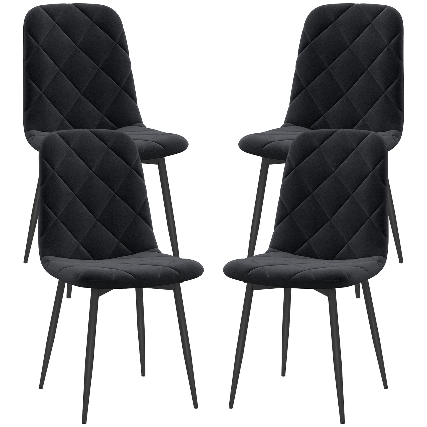 Dining Chairs Set of 4, Upholstered Dining Room Chairs with Steel Legs, Modern Kitchen Chair for Dining Room, Black Dining Chairs   at Gallery Canada