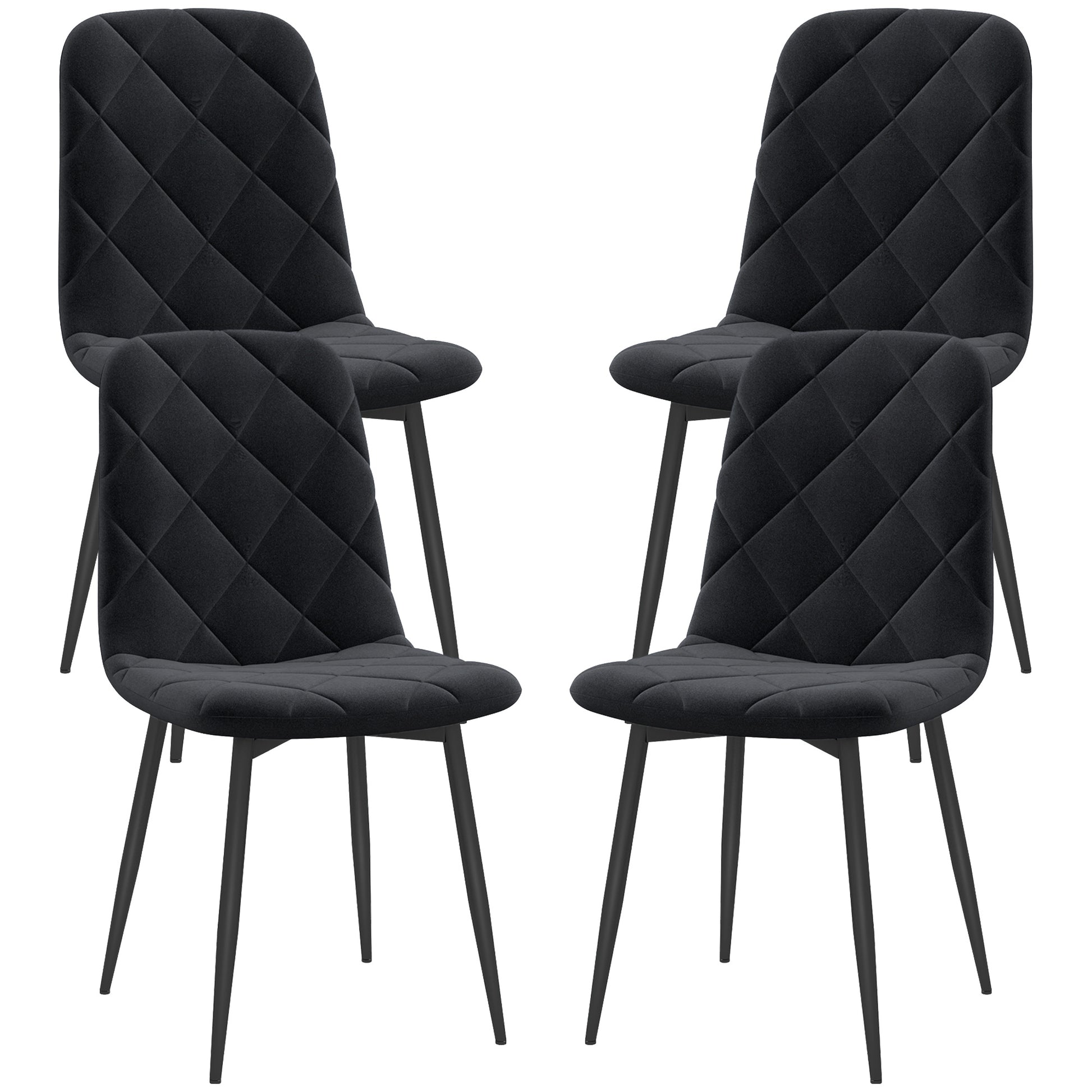 Dining Chairs Set of 4, Upholstered Dining Room Chairs with Steel Legs, Modern Kitchen Chair for Dining Room, Black Dining Chairs   at Gallery Canada