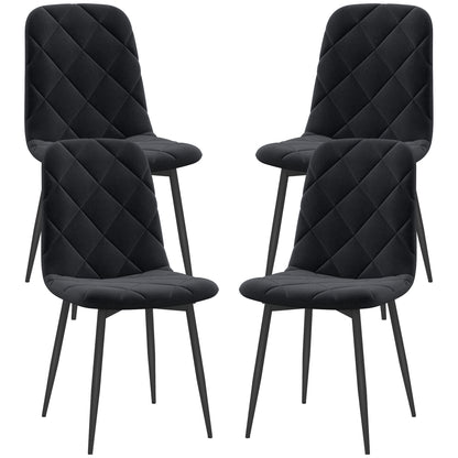 Dining Chairs Set of 4, Upholstered Dining Room Chairs with Steel Legs, Modern Kitchen Chair for Dining Room, Black Dining Chairs   at Gallery Canada