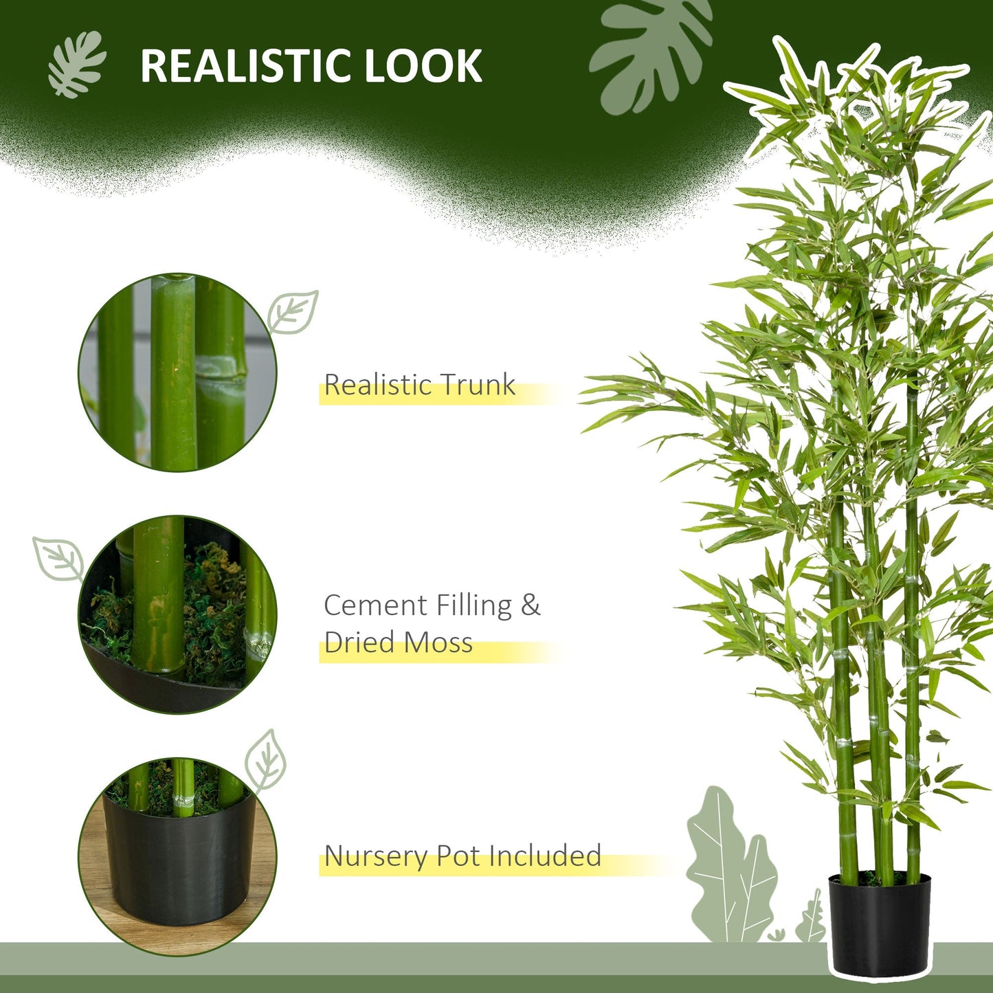 5FT Artificial Bamboo Tree Faux Decorative Plant in Nursery Pot for Indoor Outdoor Décor Artificial Trees   at Gallery Canada