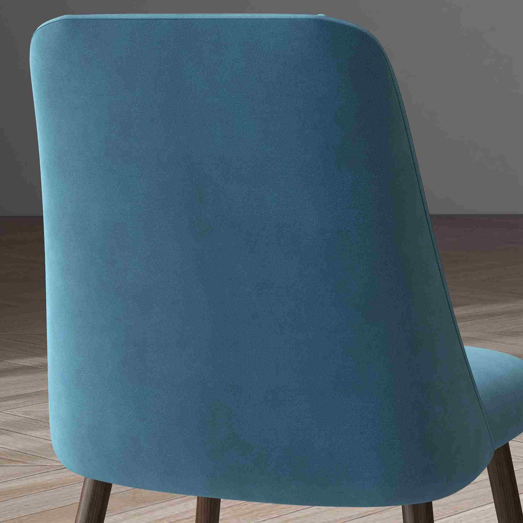 Dining Chairs Set of 4, Modern Kitchen Chair with Velvet-touch Upholstery, Curved Back and Wood-grain Steel Leg for Living Room, Bedroom, Blue Bar Stools   at Gallery Canada