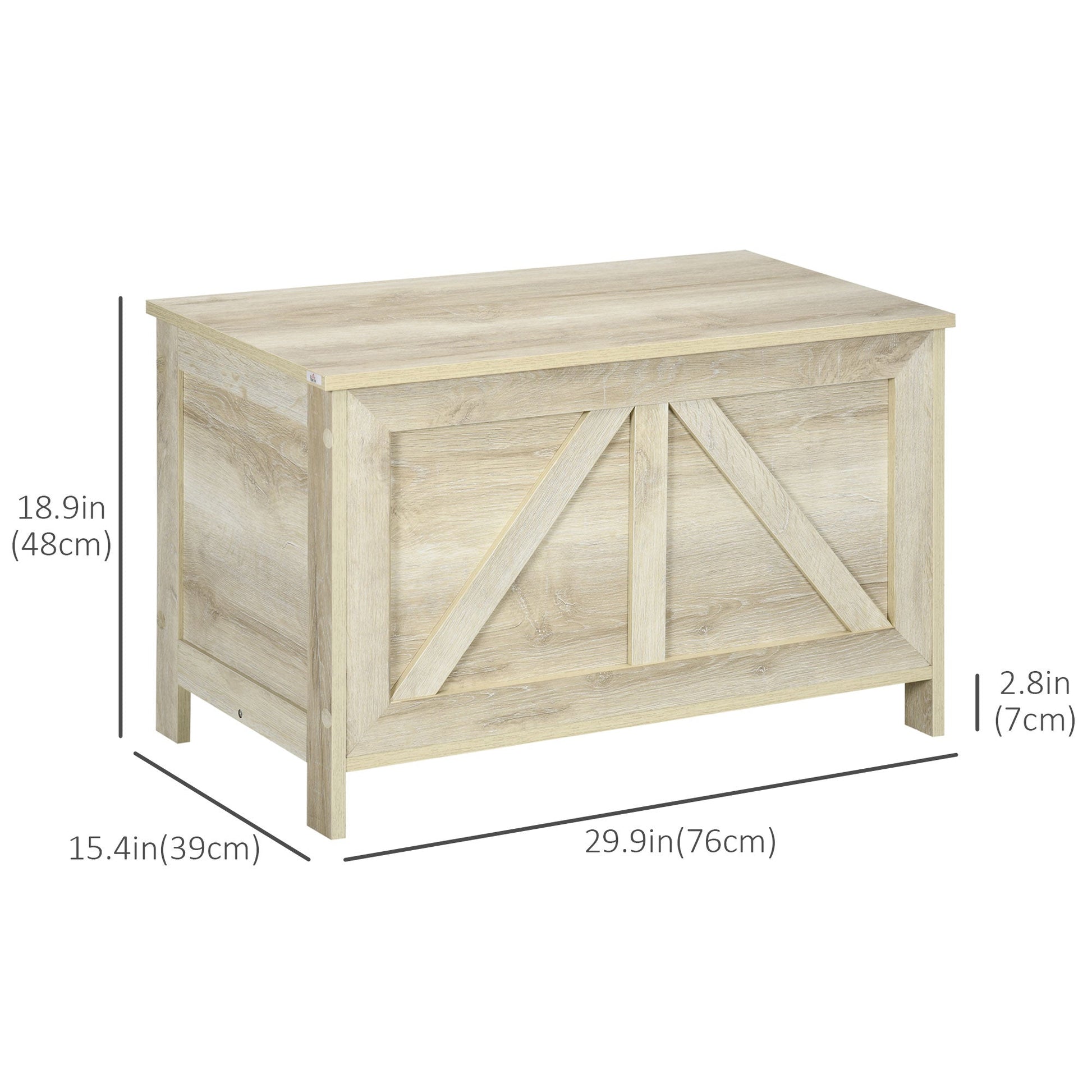 Storage Trunk Box Organizer with Farmhouse Panel Safety Hinge to Open Up 150° Light Oak Storage Cabinets   at Gallery Canada