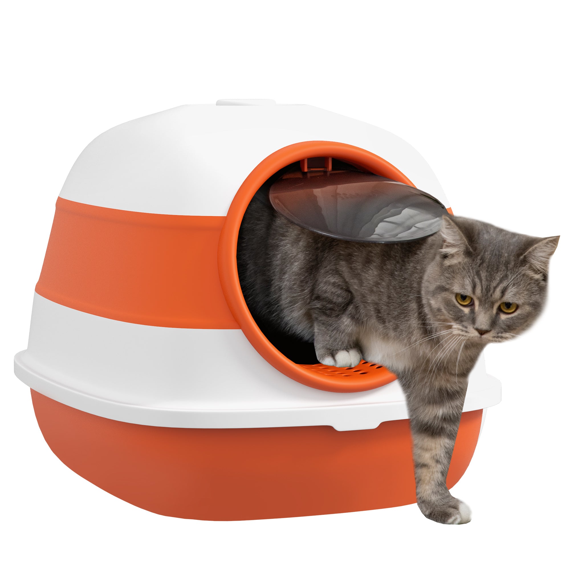 Cat Litter Box with Lid, Covered Litter Box w/ High Sides, Orange Cat Litter Box Enclosures   at Gallery Canada