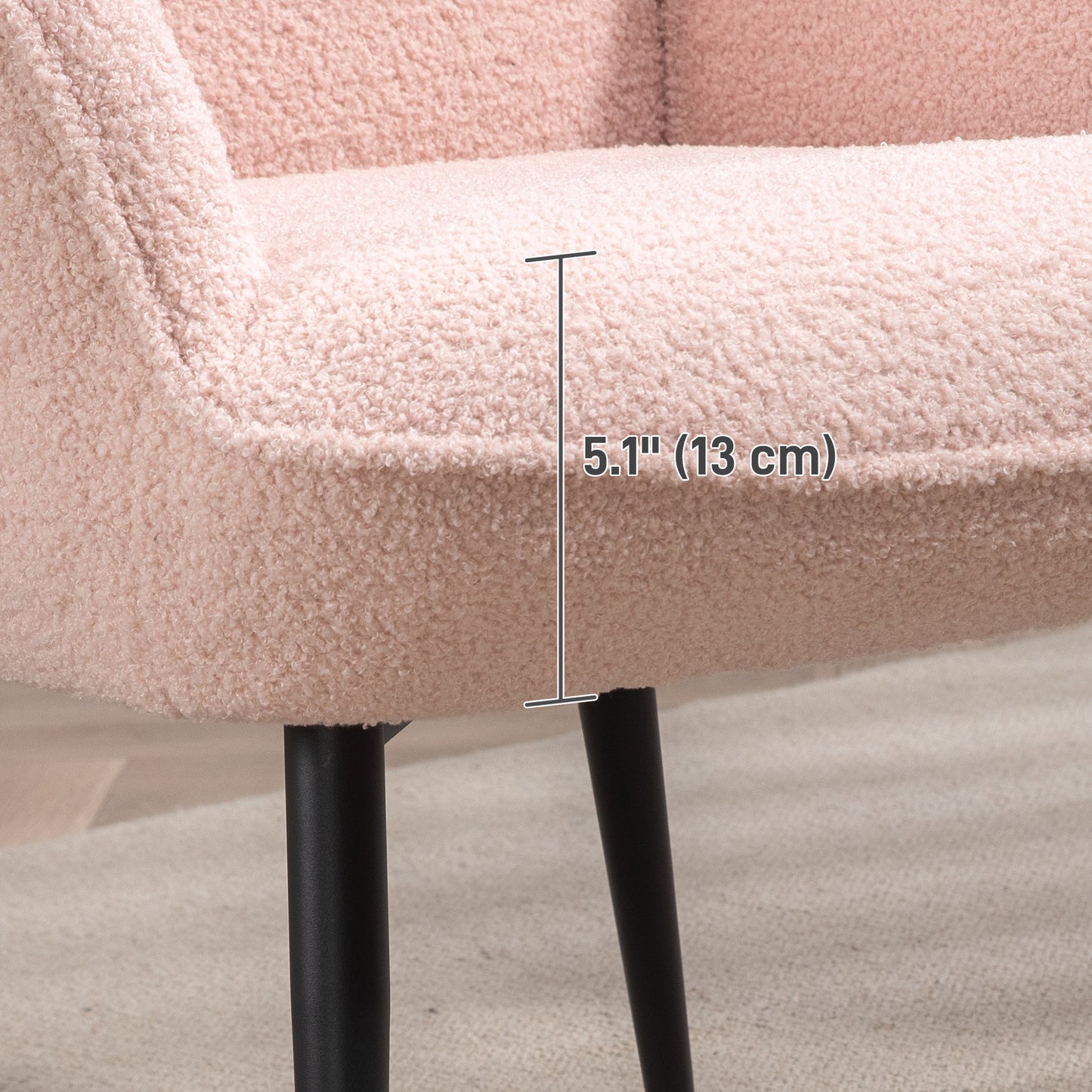 Accent Sherpa Chair, Upholstered Armchair, Fluffy Wingback Chair for Living Room, Reading Room, Pink Accent Chairs   at Gallery Canada