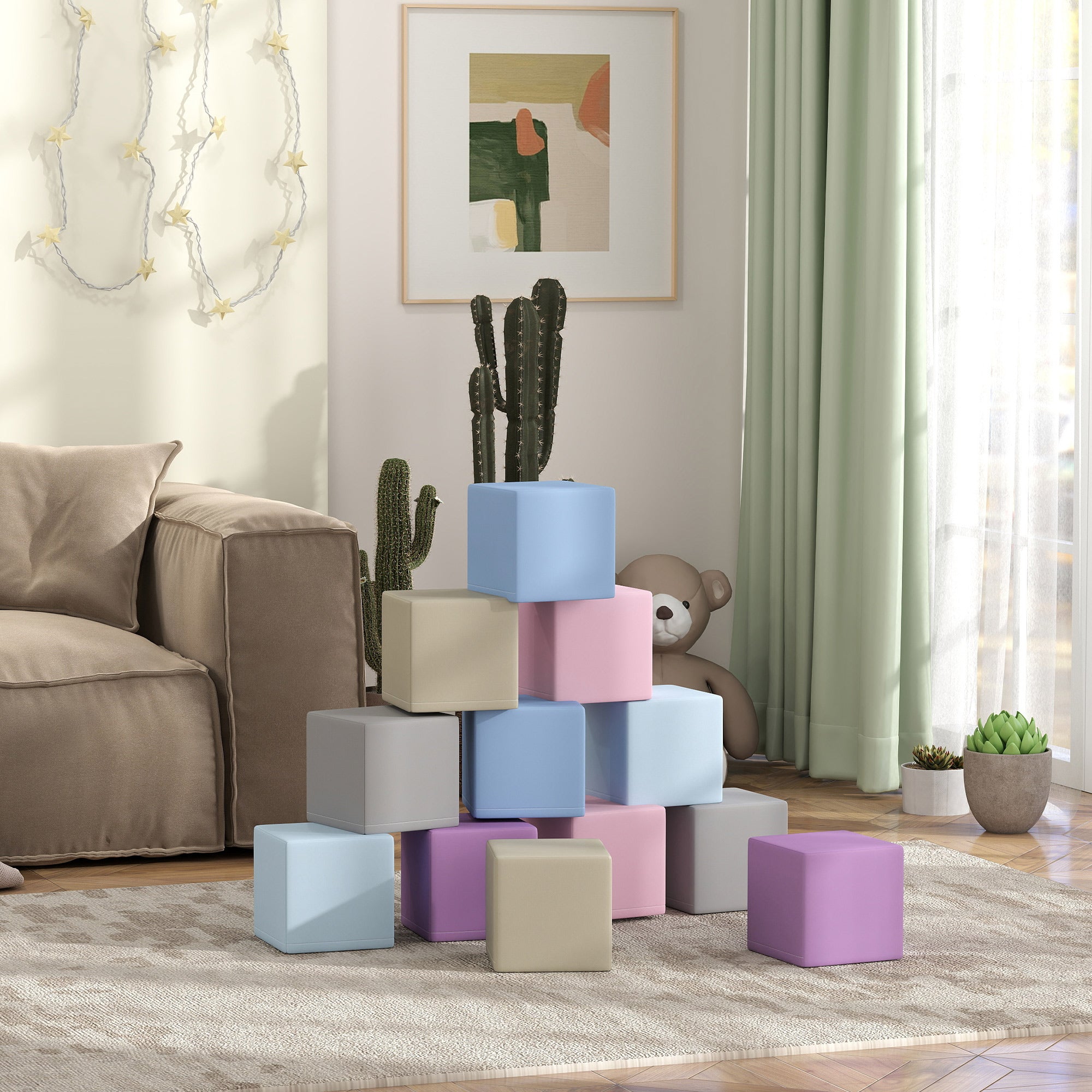 12 Piece Soft Play Blocks Soft Foam Toy Building And Stacking Blocks - Multicolours Baby Gym & Playmats at Gallery Canada