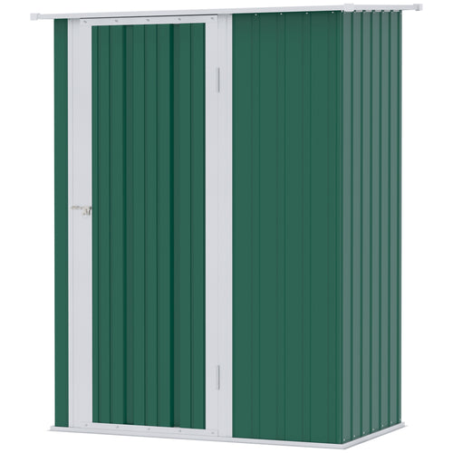 5 x 3ft Outdoor Storage Shed Metal Garden Shed Cabanon with Sloped Roof, Lockable Door for Tool, Green