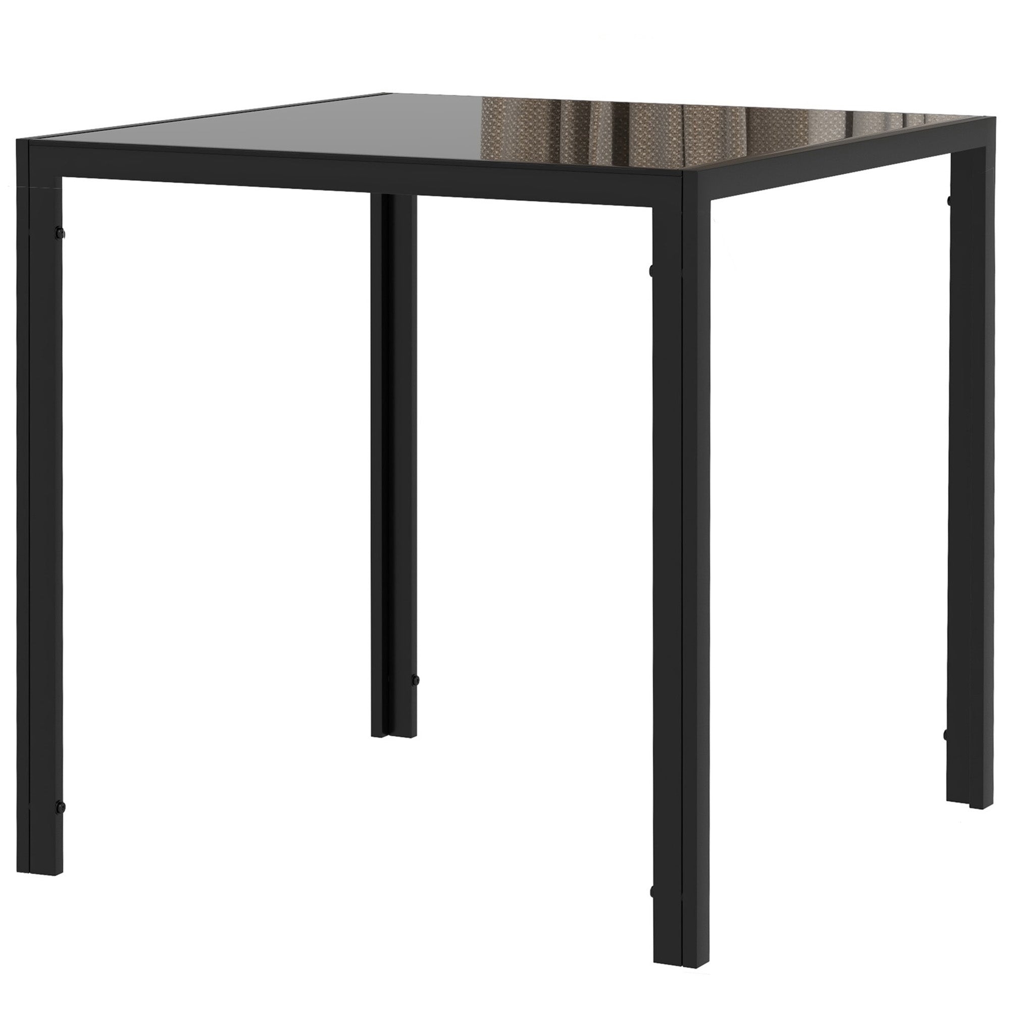 Square Kitchen Table for 2-4 People, Dining Table with Glass Top and Steel Legs for Dining Room, Black Dining Tables   at Gallery Canada