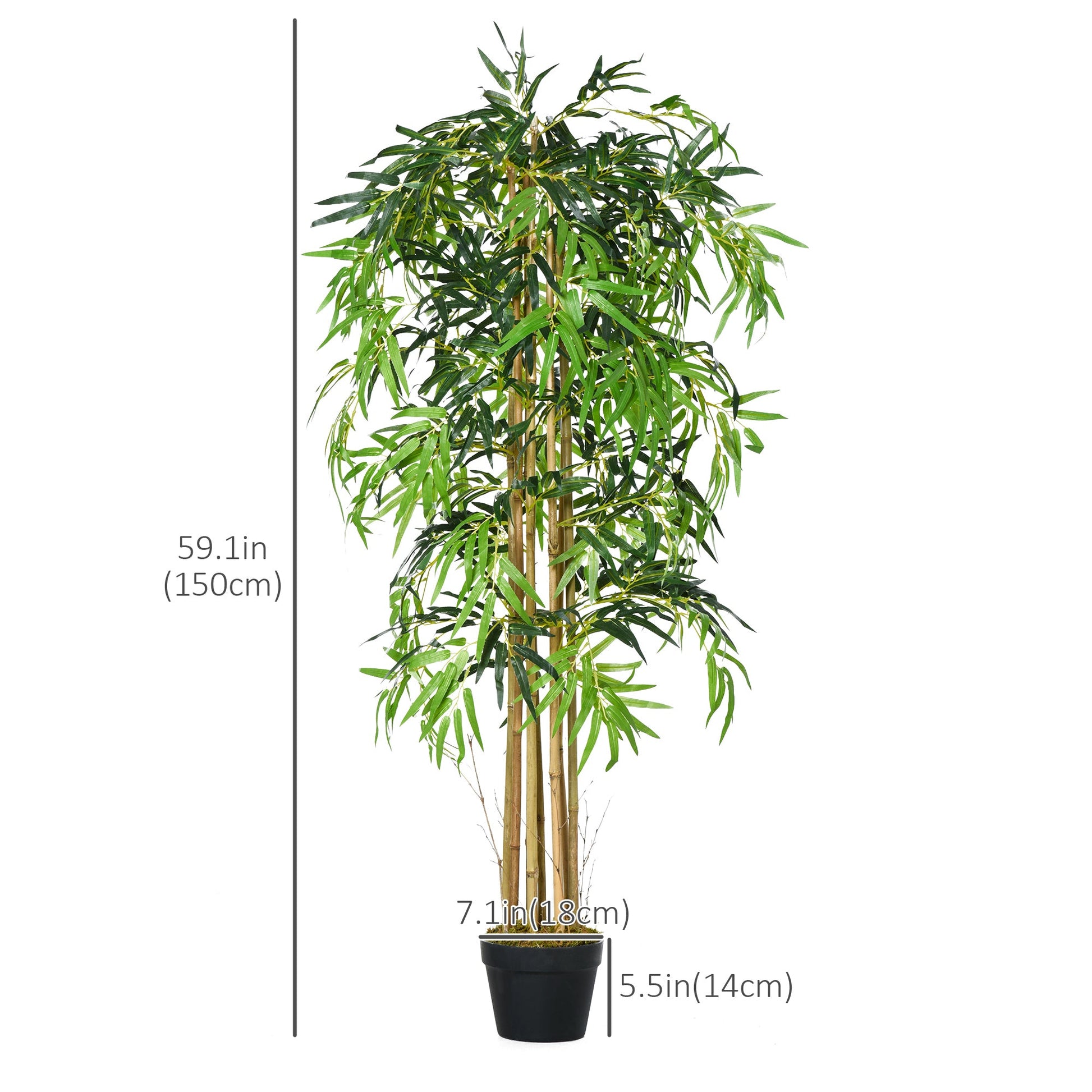 5FT Artificial Bamboo Tree, Fake Plant with 1095 Leaves, Greenery Plant in Nursery Pot for Indoor and Outdoor, Green Artificial Trees   at Gallery Canada