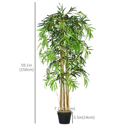 5FT Artificial Bamboo Tree, Fake Plant with 1095 Leaves, Greenery Plant in Nursery Pot for Indoor and Outdoor, Green Artificial Trees   at Gallery Canada