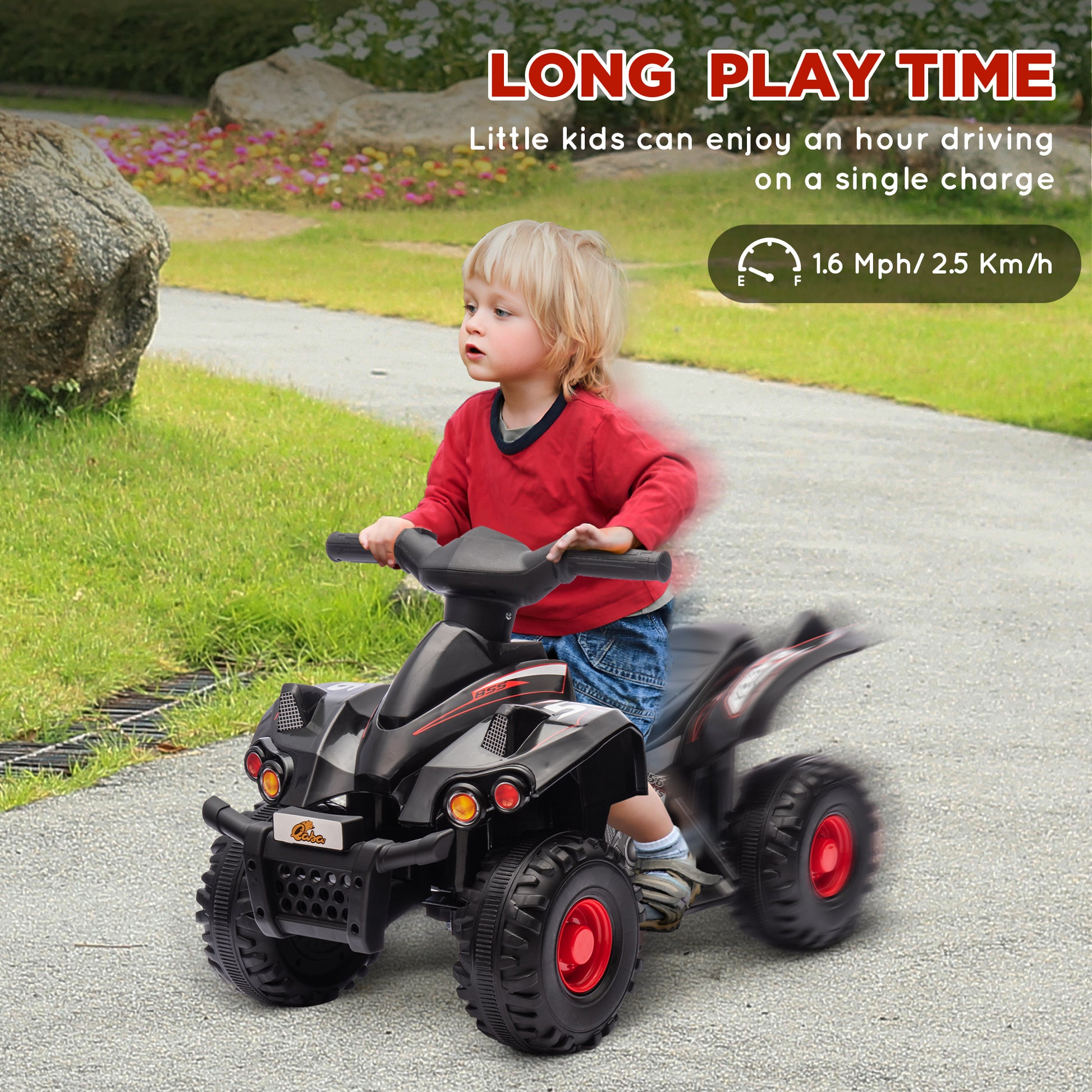 6V Kids ATV Quad w/ Music, Forward, for 2-6 Years, Black Electric Toy Cars   at Gallery Canada