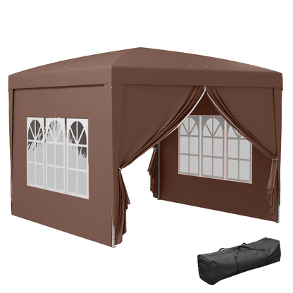 10'x10' Outdoor Pop Up Party Tent Wedding Gazebo Canopy with Carrying Bag (Coffee) Pop Up Canopies at Gallery Canada