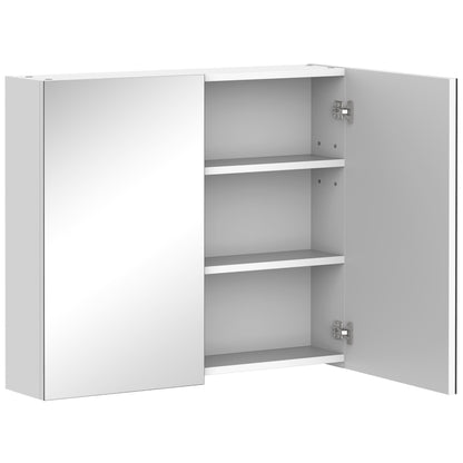 Wall Mount Mirrored Medicine Cabinet, Bathroom Mirror Cabinet with Adjustable Shelf, Double Soft Closing Doors, Grey Mirror Medicine Cabinets   at Gallery Canada