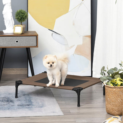 Elevated Dog Bed with Canopy, Portable Raised Dog Cot for M Sized Dogs, Indoor &; Outdoor, 30" x 24" x 29", Coffee Elevated Dog Beds   at Gallery Canada