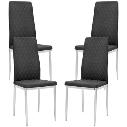 Kitchen Chairs Set of 4, Dining Chairs w/ Faux Leather Upholstery and Steel Legs for Living Room, Dining Room, Black Dining Chairs   at Gallery Canada