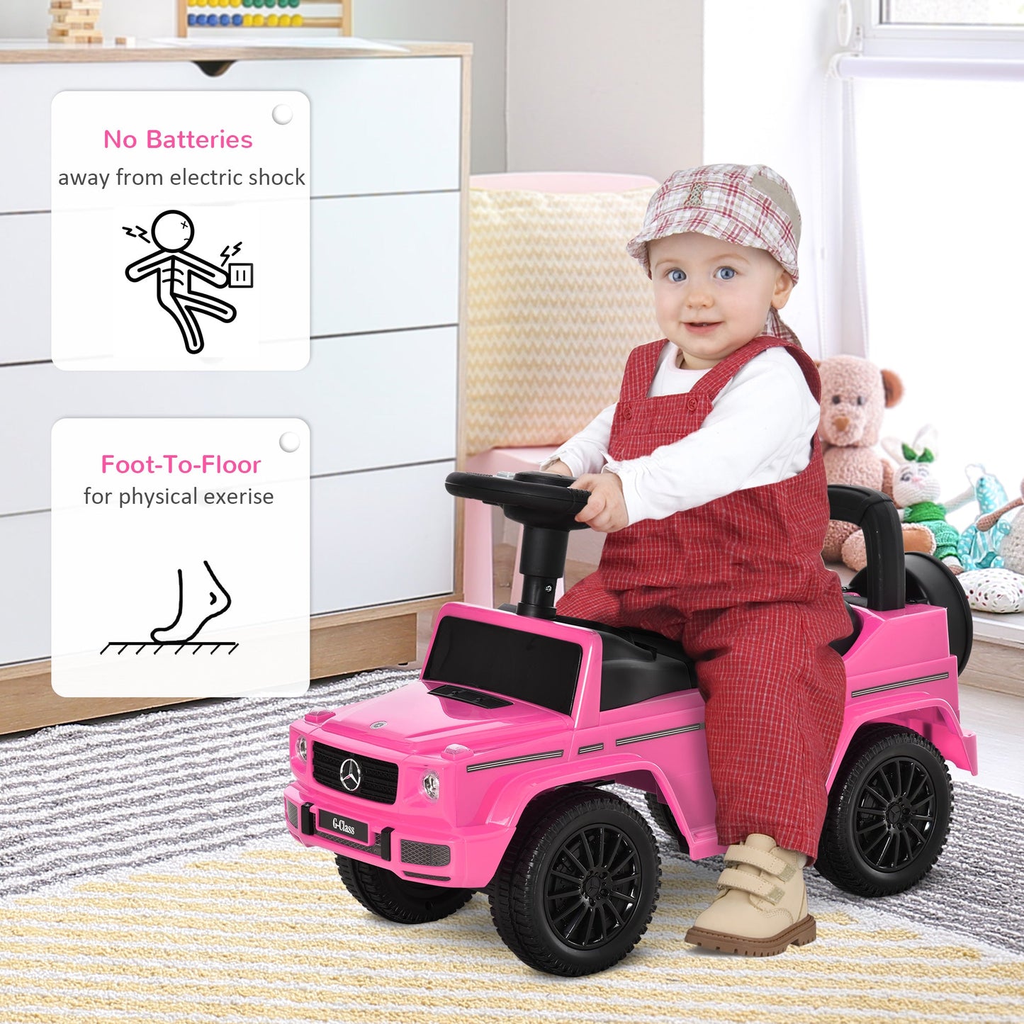 Compatible Baby Toddler Push Car Foot-to-Floor Ride-On Wheel Mercedes-Benz G350 Licensed Pink Push Cars for Toddlers   at Gallery Canada