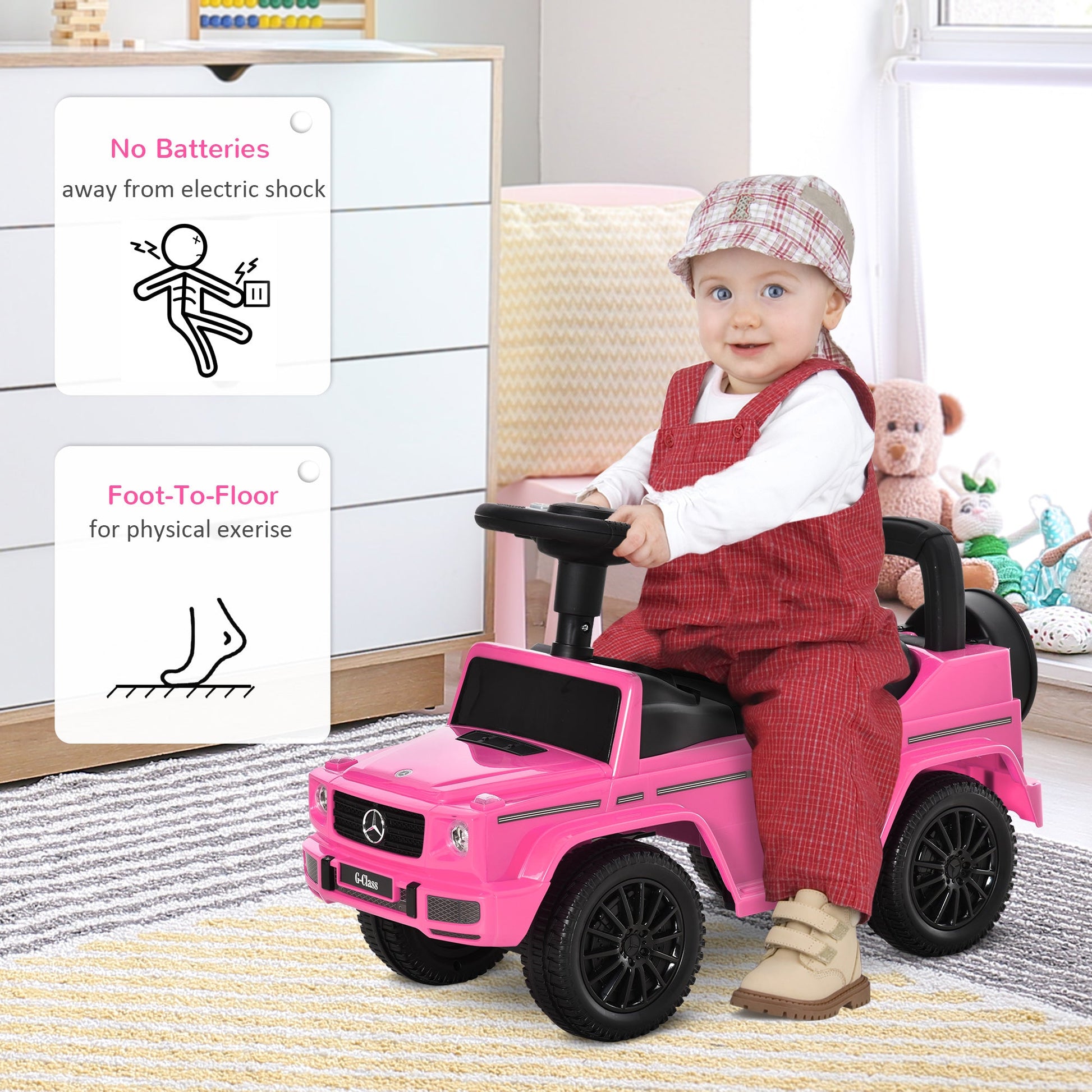 Compatible Baby Toddler Push Car Foot-to-Floor Ride-On Wheel Mercedes-Benz G350 Licensed Pink - Gallery Canada