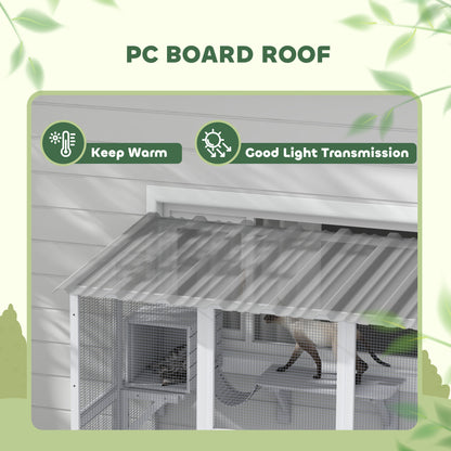 Outdoor Cat Enclosure Window Box with Weatherproof Roof, Bridge, Resting Box, Platforms, for 2 Kittens, White Outdoor Cat Enclosures   at Gallery Canada