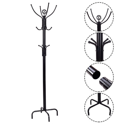 Metal Coat Rack with 12 Hooks, Black Coat Racks & Hall Trees   at Gallery Canada