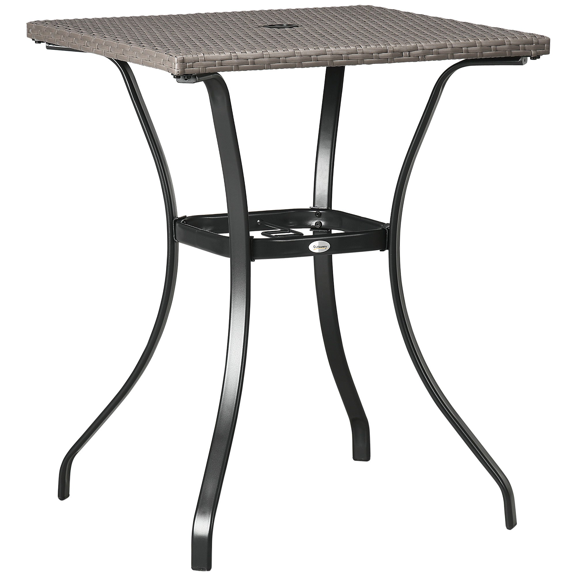 Outdoor Wicker Dining Table with Umbrella Hole, PE Rattan, Light Grey Patio Side Tables Multi Colour  at Gallery Canada