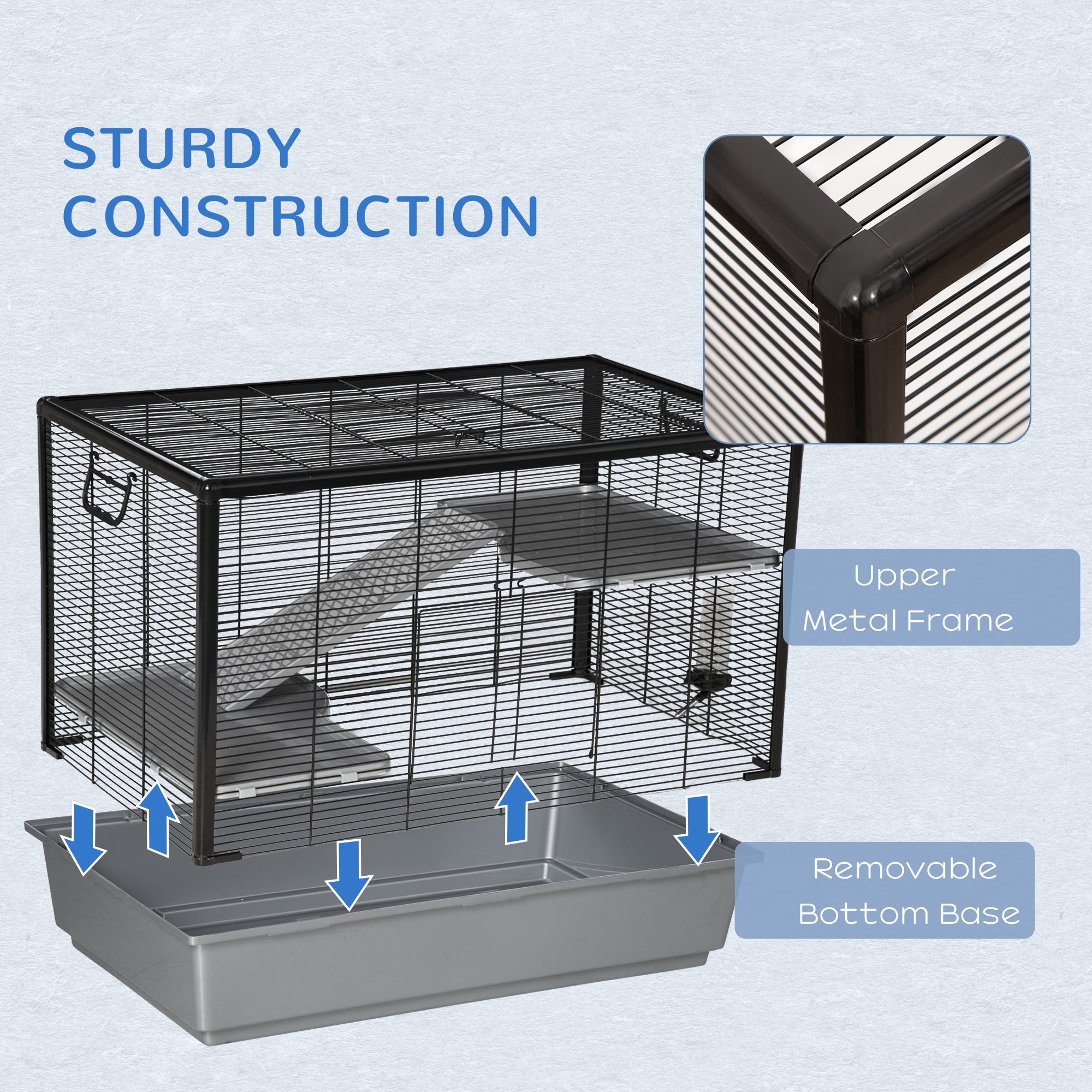 3-tier Hamster Cage, Guinea Pig Cage with Accessories Food Dish Water Bottle, Ramps, 31.5