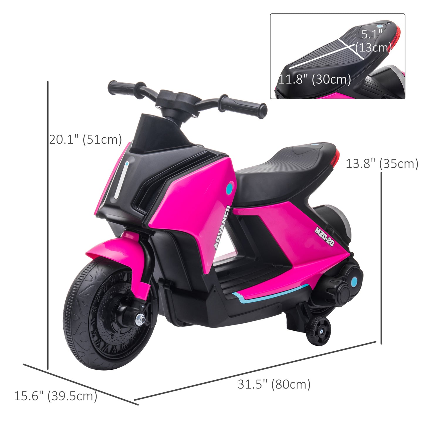 Kids Ride-On Electric Motorcycle Toy with 6V Rechargable Battery, Training Wheels, Music, Headlights, Pink Electric Motorcycles   at Gallery Canada