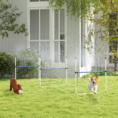 6PCs Dog Agility Equipment Set with Adjustable Height Hurdles, Spray Water Tube, Whistle, Carry Bag, White - Gallery Canada