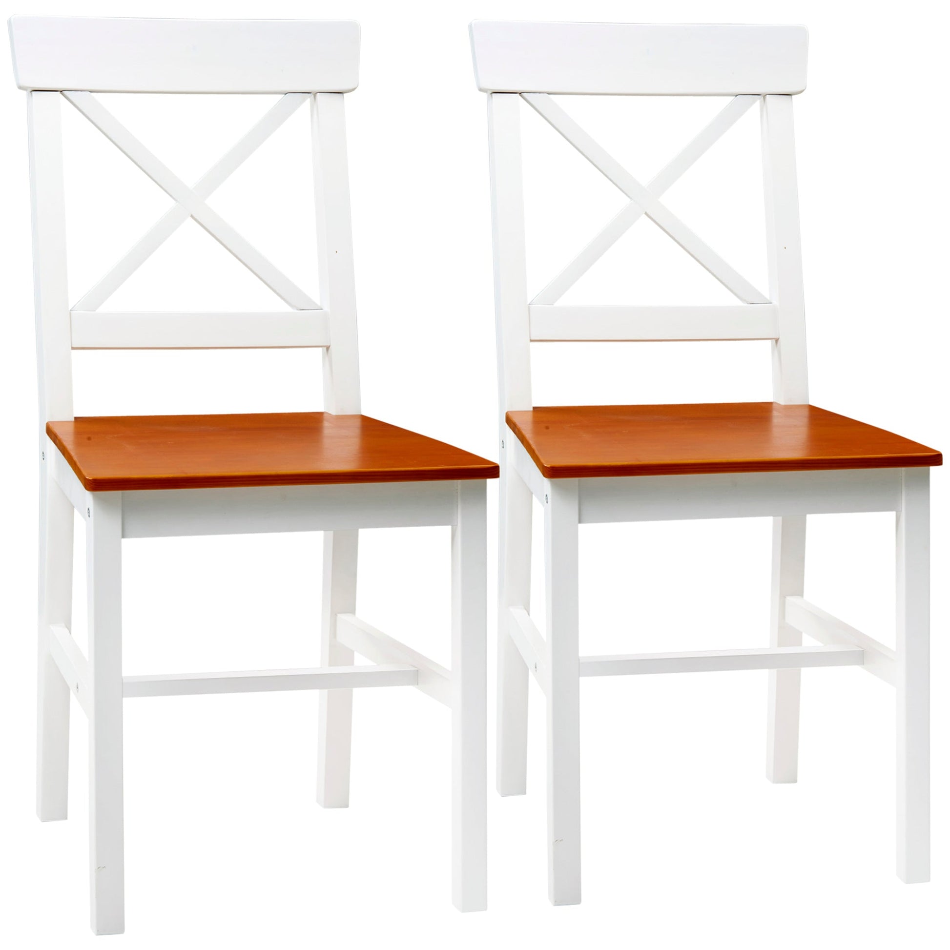 Wooden Dining Chairs Set of 2, Kitchen Chairs with Cross Back, Solid Structure for Living Room and Dining Room, White Bar Stools White  at Gallery Canada