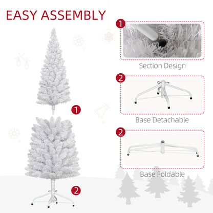 5ft White Christmas Tree, Flocked Pencil Christmas Tree with 246 Branch Tips and Metal Base for Home, Indoor, Holiday Pencil Christmas Trees   at Gallery Canada