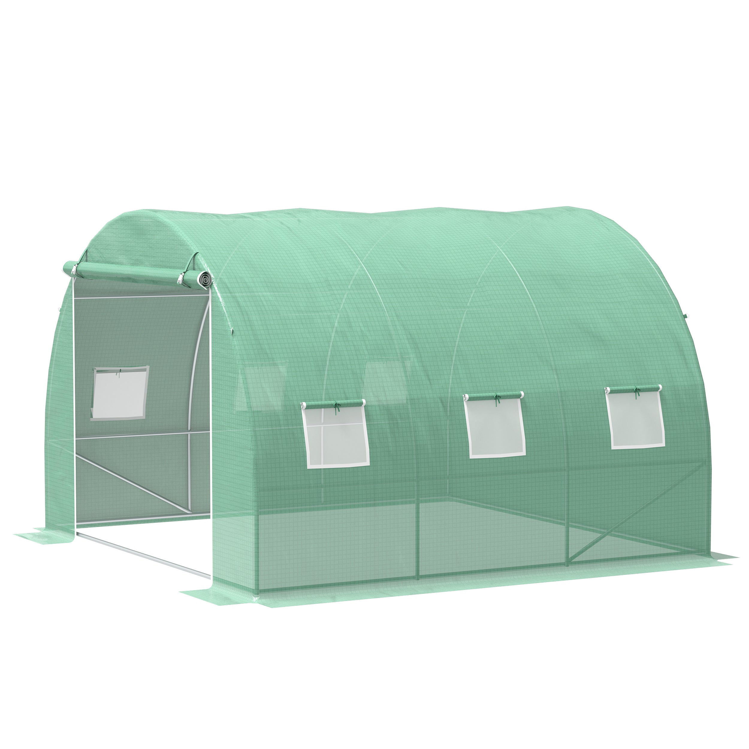 10' x 10' x 6.5' Walk-in Tunnel Greenhouse with High-Quality Transparent PE Cover, Zipper Doors, &; Windows Walk In Greenhouses Green at Gallery Canada