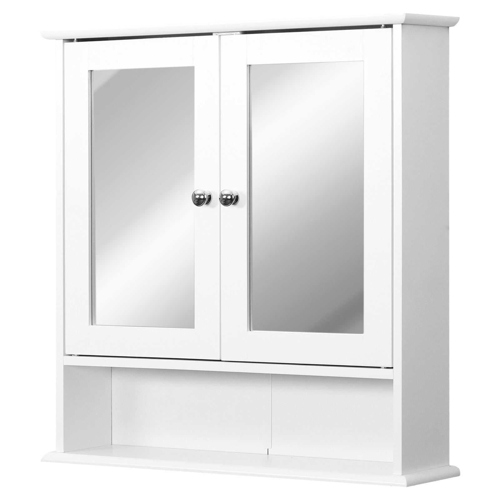 Medicine Cabinet, Wall-Mounted Bathroom Mirror Cabinet with Double Doors, Open Shelf, and Adjustable Shelf, Modern Bathroom Wall Cabinet, White Mirror Medicine Cabinets at Gallery Canada