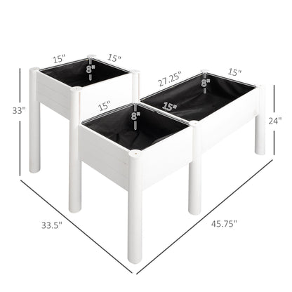 Elevated Wooden Planter Box with Legs, 46"x34"x33", Non-woven Liner, White Elevated Garden Beds   at Gallery Canada