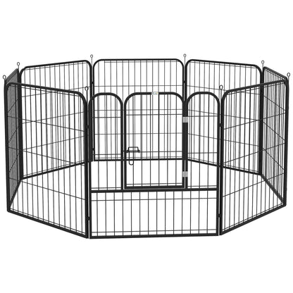 8 Panel Pet Playpen Play Yard Fence Home DIY Heavy-Duty Metal Foldable Indoor Outdoor 31" x 31" Houses, Kennels & Pens Black  at Gallery Canada