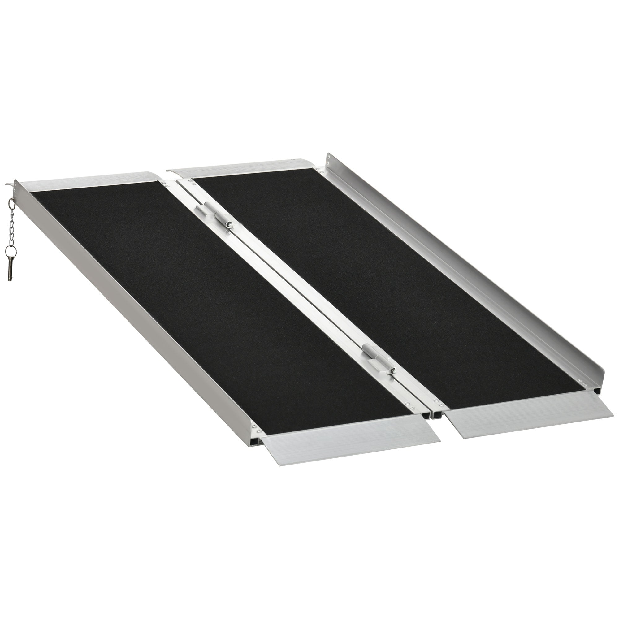 4' Portable Wheelchair Ramp Aluminum Threshold Mobility Single-fold for Scooter with Carrying Handle Knee Walker & Wheelchair Ramps Silver and Black at Gallery Canada