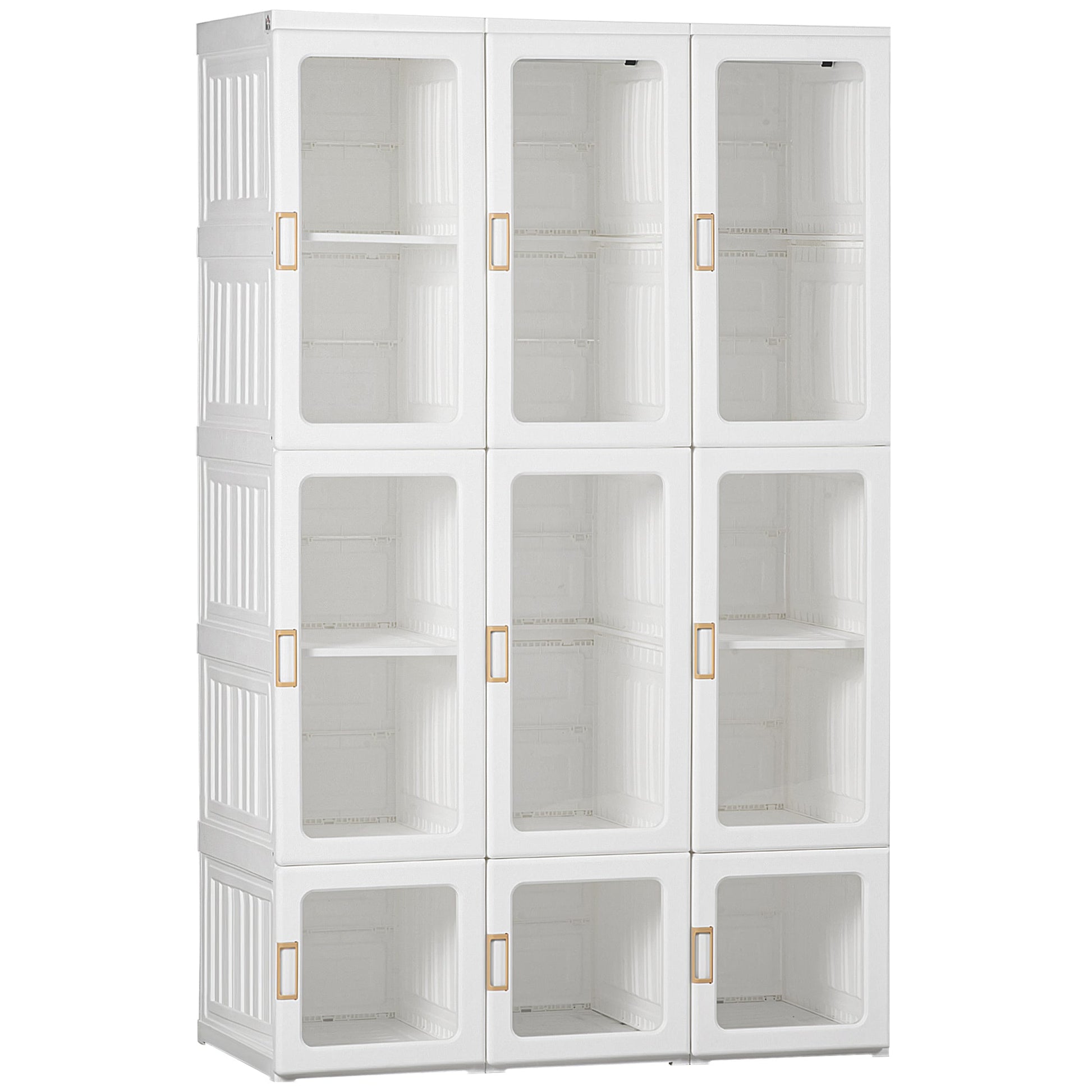 Portable Wardrobe Closet, Bedroom Armoire, Foldable Clothes Organizer with Cube Storage, Hanging Rods, Magnet Doors, White Clothing Storage Multi Colour  at Gallery Canada