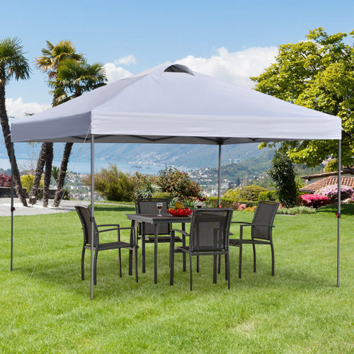 10' x 10' Pop Up Canopy Tent with Airy Top Vents and Wheeled Carry Bag for Outdoor, Garden, Patio, White