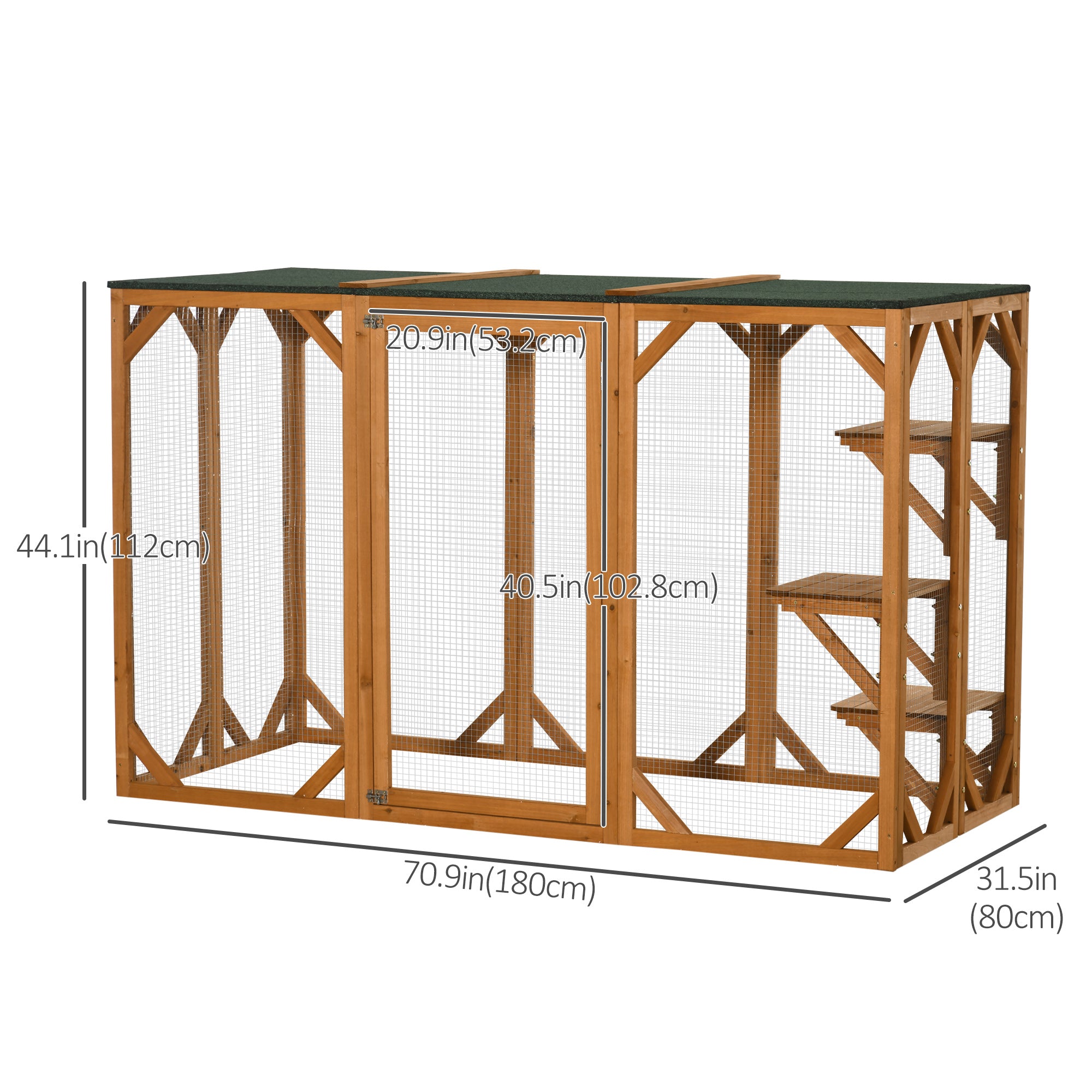 Multi-Level Cat Cage Catio with Waterproof Roof and Lock for Small Pets, Orange Outdoor Cat Enclosures   at Gallery Canada