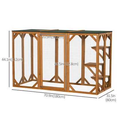 Multi-Level Cat Cage Catio with Waterproof Roof and Lock for Small Pets, Orange Outdoor Cat Enclosures   at Gallery Canada