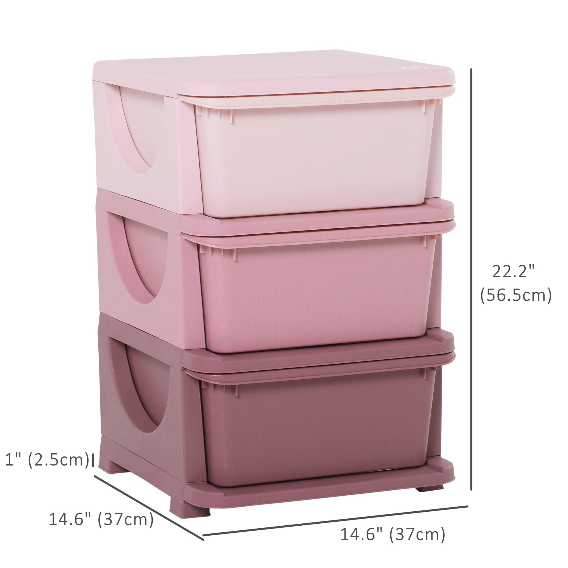 3 Tier Kids Toy Organizer and Storage Bins with 3 Plastic Drawers, Pink Baby & Kids Storage   at Gallery Canada