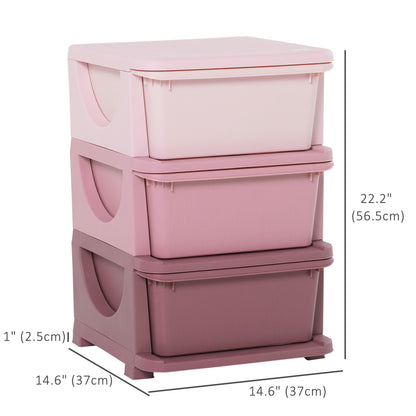 3 Tier Kids Toy Organizer and Storage Bins with 3 Plastic Drawers, Pink Baby & Kids Storage   at Gallery Canada