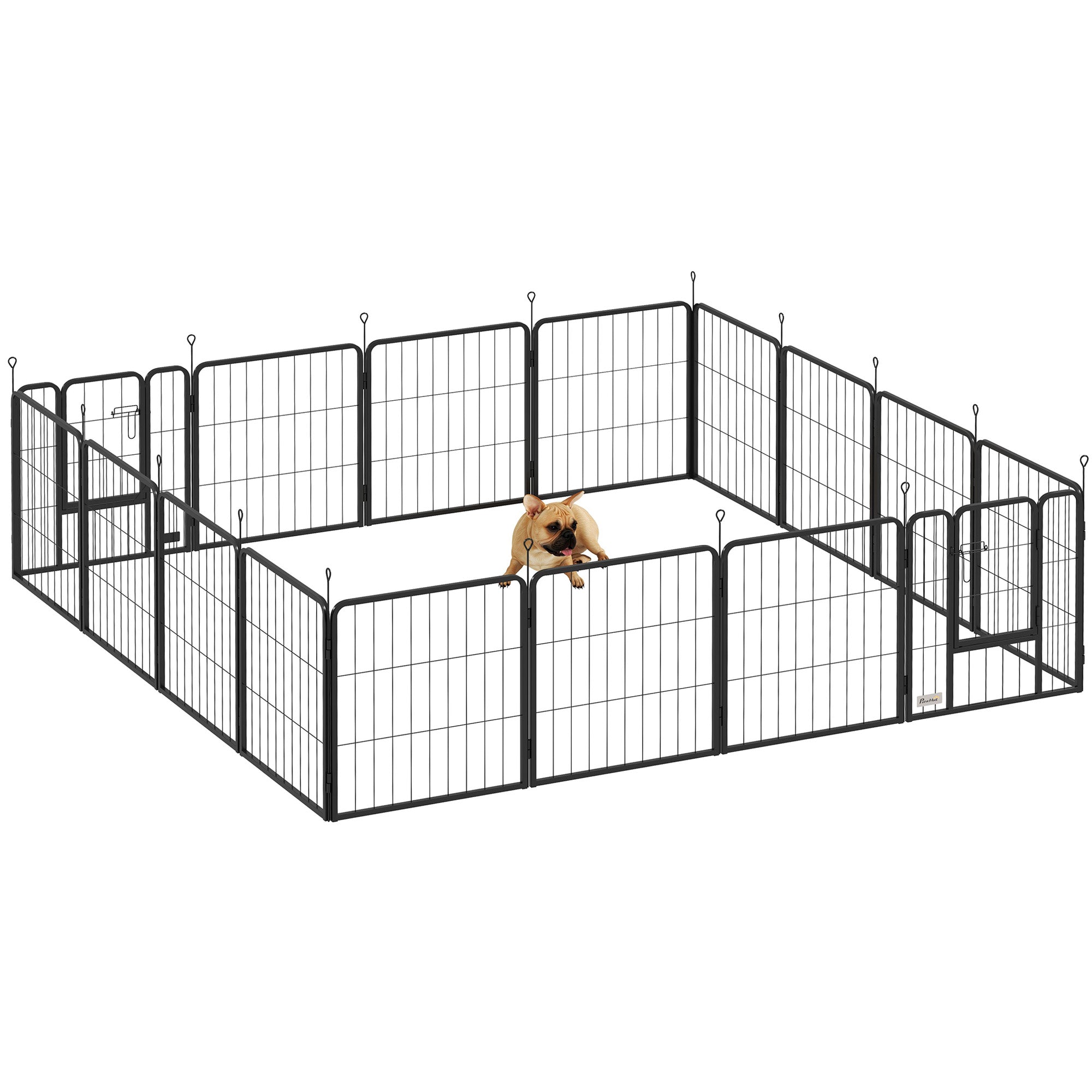 16 Panels Dog Playpen with Straps, Portable &; DIY, for Small Dogs, for Yard, RV, Camping, Garden, 24