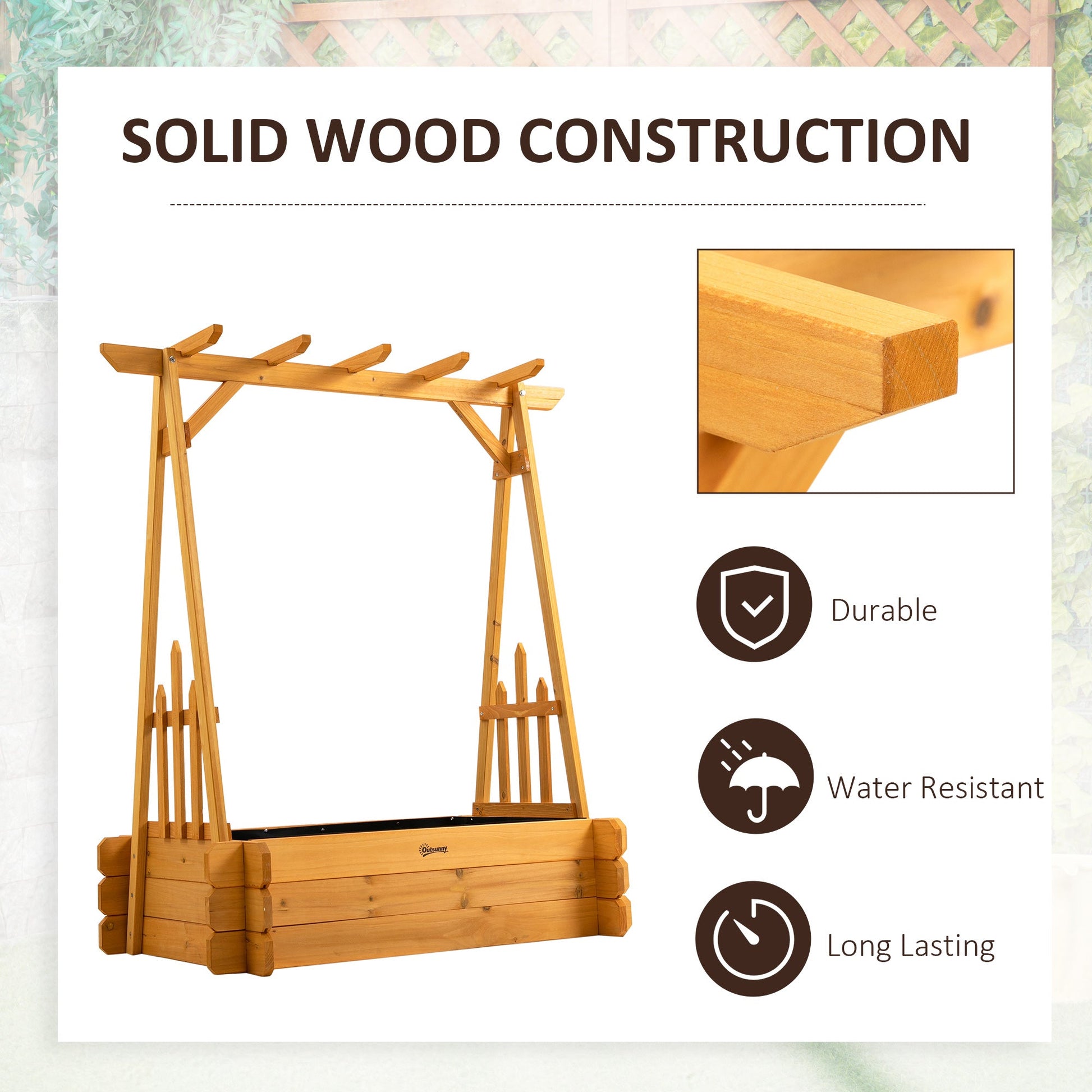 43" x 26" x 47'' Raised Garden Bed with Arbor Arch Trellis for Various Climbing Plant, Outdoor Garden Box for Vegetables, Herbs, Flowers Wooden Planter Boxes   at Gallery Canada