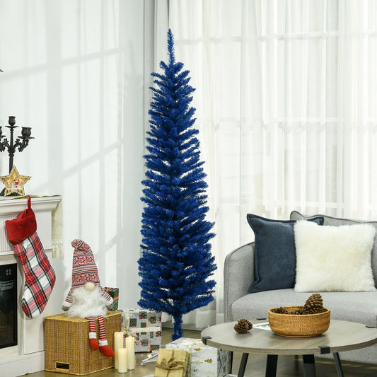 6ft Pencil Christmas Trees, Artificial Christmas Tree for Xmas Holiday Decor, Deep Blue - Gallery Canada