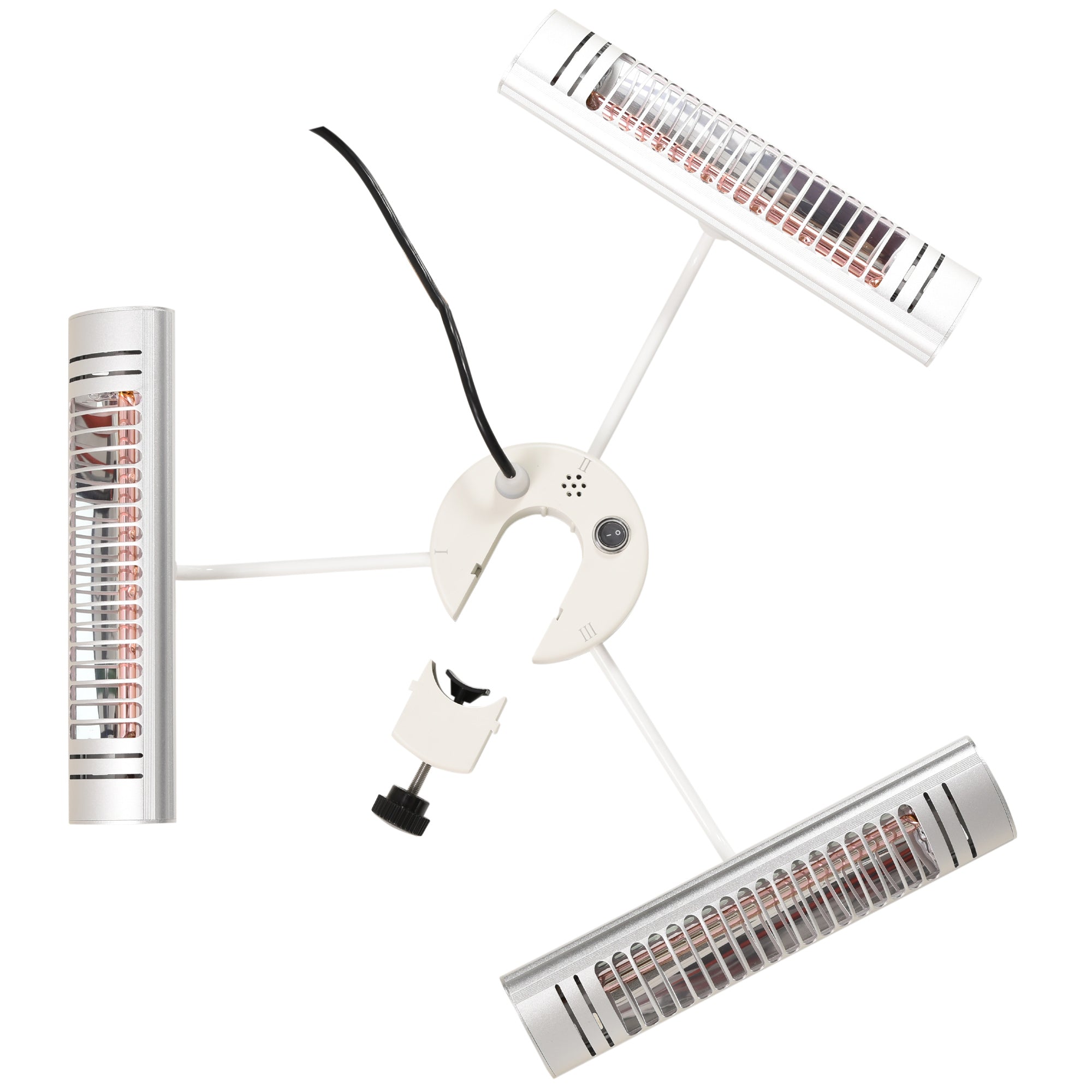 Electric Patio Heater with 3 Heating Panels and Ultra-low Glare, Aluminum Alloy Parasol Heater with Infrared Remote Control for Garden Pergola Gazebo Umbrella, Silver Electric Tower Heaters at Gallery Canada